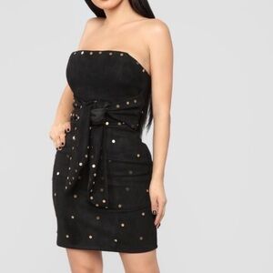 Nwt Fashion Nova Got ‘Em All Suede Black Dress